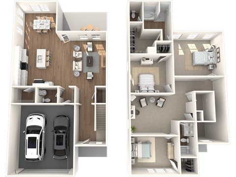 Floor plan for 3 beds, 2.5 baths, 2227 sqft